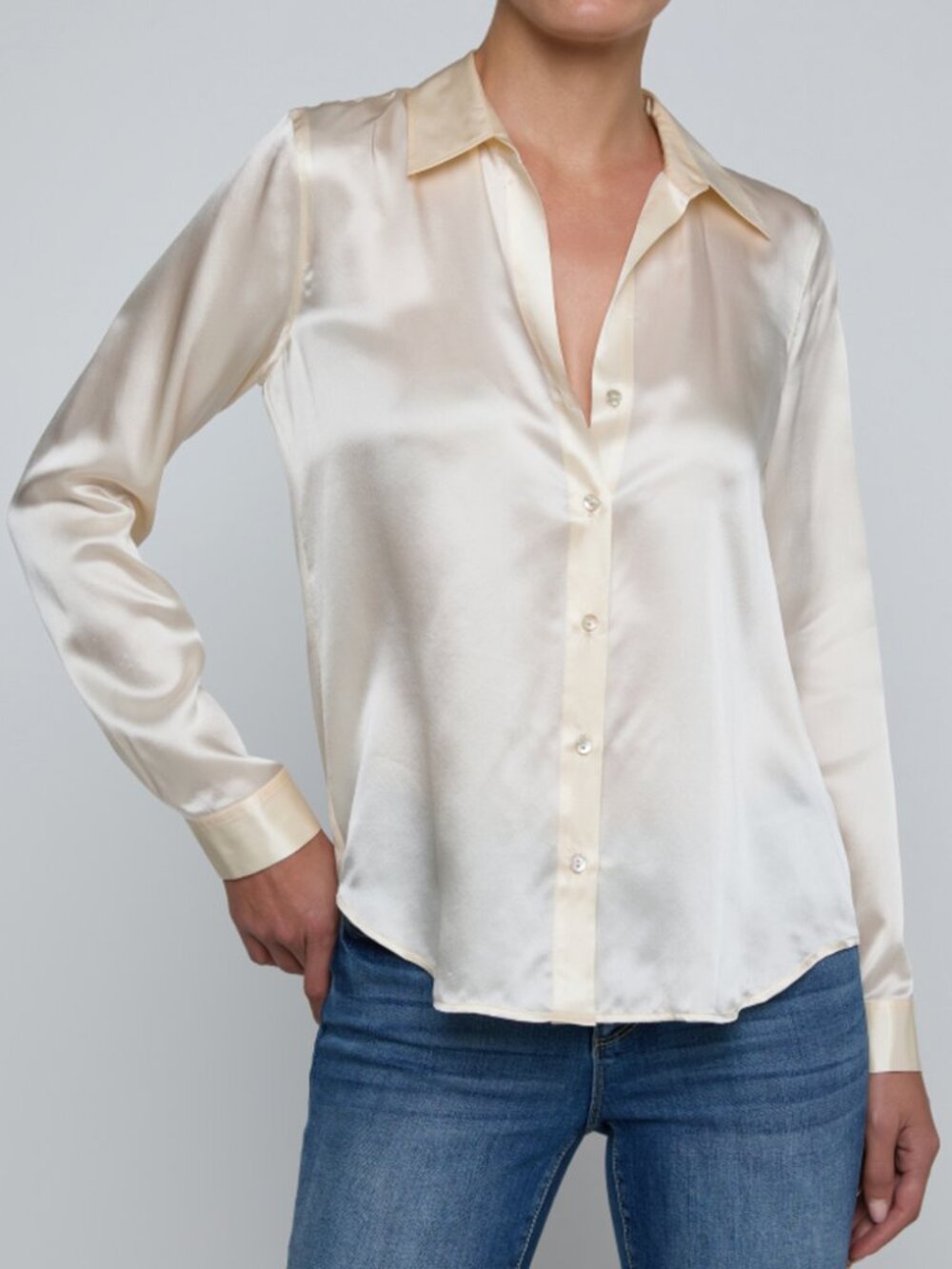 L'AGENCE Tyler Blouse in Ecru